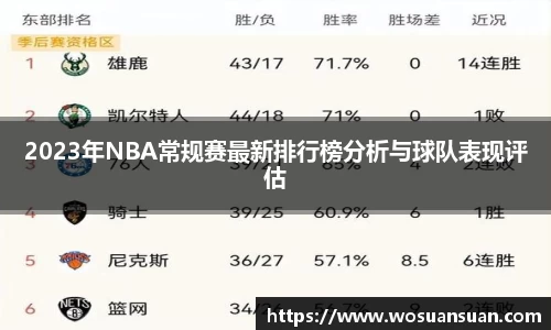 2023年NBA常规赛最新排行榜分析与球队表现评估